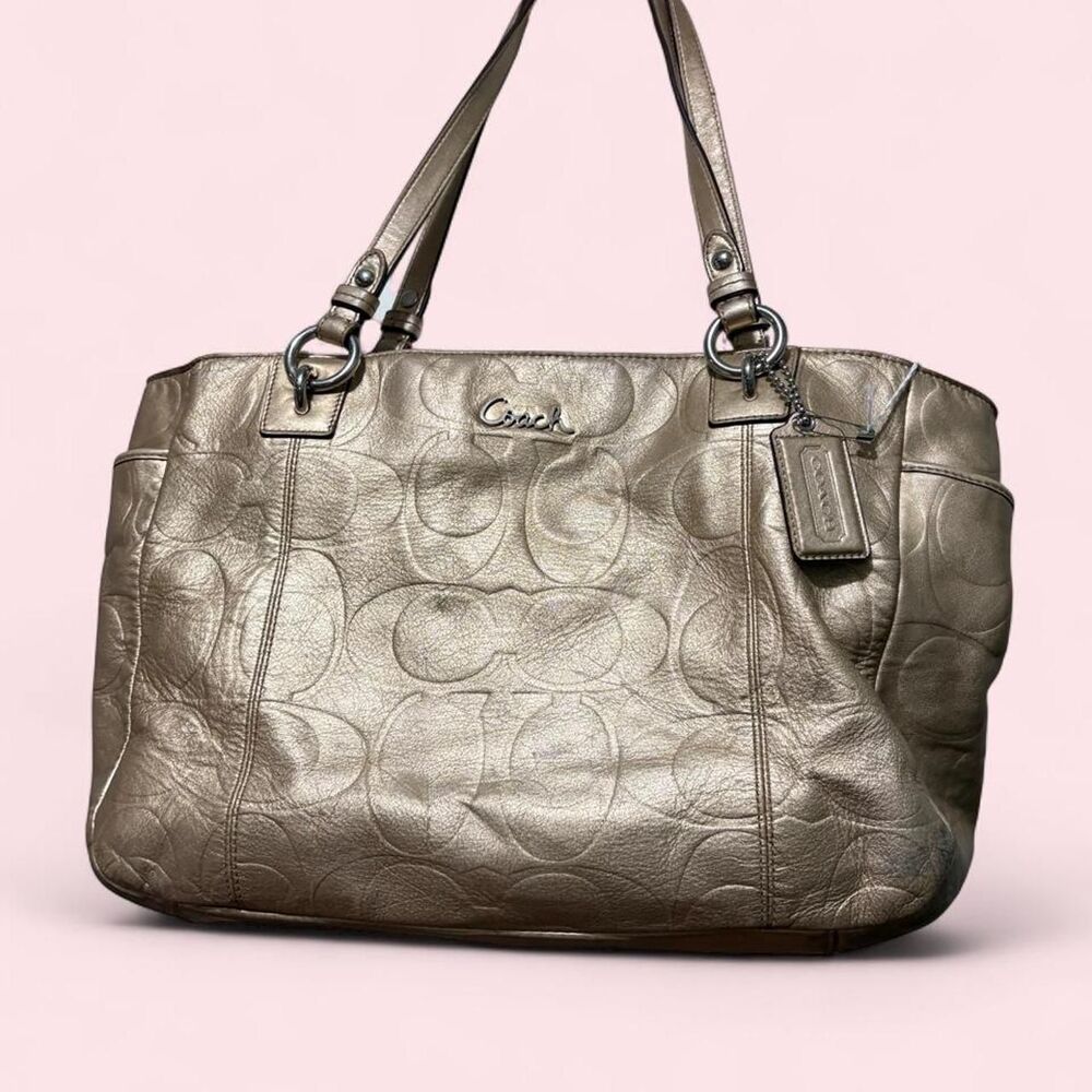 Coach Women's Gold and Brown Bag